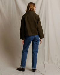 perfectwhitetee Raine Cotton Canvas Jacket in Dark Olive 6 - Bliss Boutiques