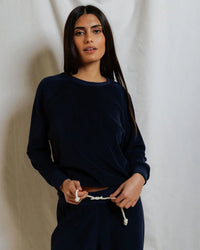 perfectwhitetee Saylor - Loop Terry Sweatshirt in Navy 1 - Bliss Boutiques