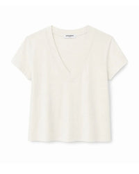 perfectwhitetee Val - Hemp Milk Cotton V Neck Tee in Natural 6 - Bliss Boutiques