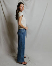 perfectwhitetee Val - Hemp Milk Cotton V Neck Tee in Natural 4 - Bliss Boutiques