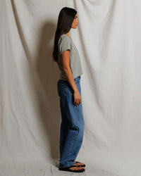 perfectwhitetee Val - Stripe Hemp Milk Cotton V Neck Tee in Natural/ Black Stripe 4 - Bliss Boutiques