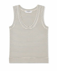 perfectwhitetee Vicky - Stripe Hemp Milk Cotton Tank in Natural/ Black Stripe 6 - Bliss Boutiques