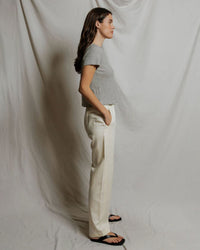 perfectwhitetee Vivian - Stripe Hemp Milk Cotton Tee in Natural/Black Stripe 3 - Bliss Boutiques