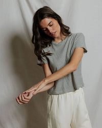 perfectwhitetee Vivian - Stripe Hemp Milk Cotton Tee in Natural/Black Stripe 2 - Bliss Boutiques