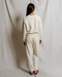 perfectwhitetee Ziggy - Inside Out Fleece Long Sleeve Shrunken Crewneck Sweatshirt in Bright Ivory 5 - Bliss Boutiques