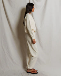 perfectwhitetee Ziggy - Inside Out Fleece Long Sleeve Shrunken Crewneck Sweatshirt in Bright Ivory 4 - Bliss Boutiques