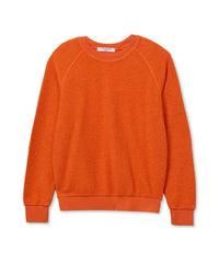 perfectwhitetee Ziggy - Inside Out Fleece Long Sleeve Shrunken Crewneck Sweatshirt in Clementine 6 - Bliss Boutiques
