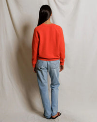 perfectwhitetee Ziggy - Inside Out Fleece Long Sleeve Shrunken Crewneck Sweatshirt in Clementine 5 - Bliss Boutiques