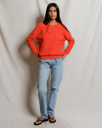 perfectwhitetee Ziggy - Inside Out Fleece Long Sleeve Shrunken Crewneck Sweatshirt in Clementine 2 - Bliss Boutiques