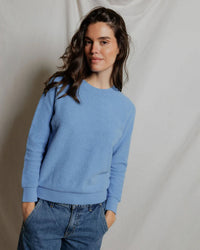 perfectwhitetee Ziggy - Inside Out Fleece Long Sleeve Shrunken Crewneck Sweatshirt in Pacific Blue 2 - Bliss Boutiques
