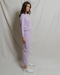 perfectwhitetee Ziggy - Inside Out Fleece Long Sleeve Shrunken Crewneck Sweatshirt in Ultraviolet 2 - Bliss Boutiques