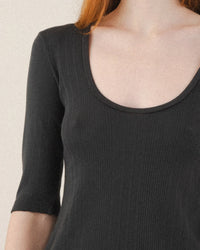 Prairie Underground The Pointelle Scoop Top in Graphite 3 - Bliss Boutiques