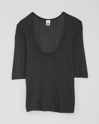Prairie Underground The Pointelle Scoop Top in Graphite 4 - Bliss Boutiques