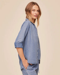 Shirt Tail Button Down in Indigo Harbor Wash - Bliss Boutiques