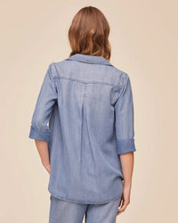Shirt Tail Button Down in Indigo Harbor Wash - Bliss Boutiques
