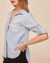 Split Back Button Down in Light Sunspray Wash - Bliss Boutiques