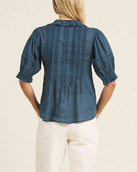Trovata Birds of Paradis Clothing Jess Blouse in Teal Cotton Voile