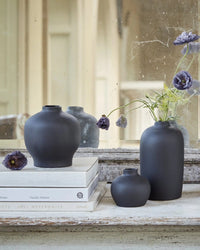 The Floral Society Home Smoke Short Ceramic Blossom Vase in Smoke