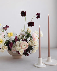 The Floral Society Wide Ceramic Taper Holder in Matte White