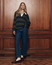 the Great The Academy Polo Sweater in Army League Stripe 2 - Bliss Boutiques