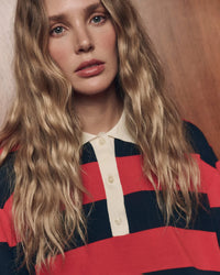 the Great The Academy Polo Sweater in Hot Red League Stripe 3 - Bliss Boutiques