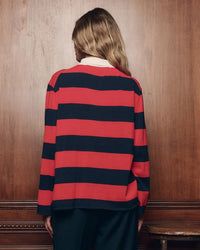 the Great The Academy Polo Sweater in Hot Red League Stripe 5 - Bliss Boutiques