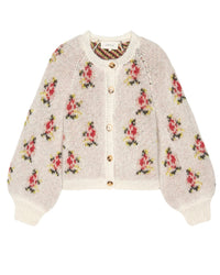 the Great The Carousel Cardigan in White Heirloom Rose