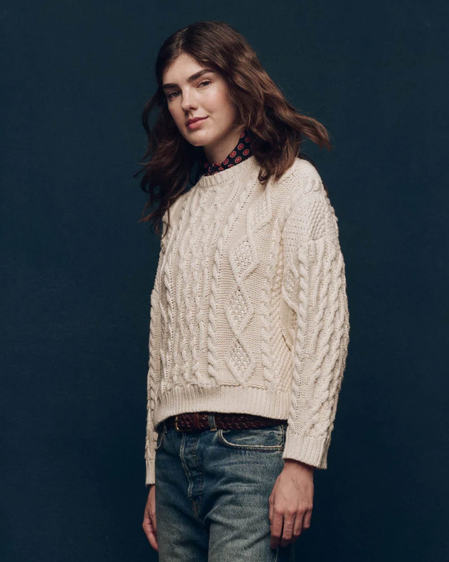 the Great The Classic Cable Pullover in Cream