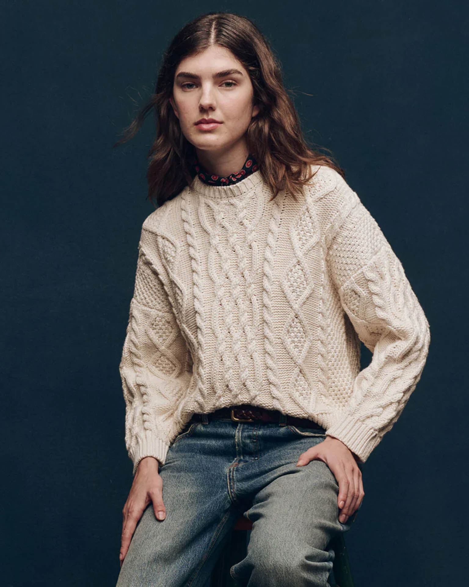 the Great The Classic Cable Pullover in Cream