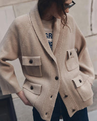 the Great The Commander Riding Cardigan in Cream 3 - Bliss Boutiques