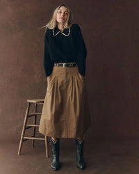 the Great The Crochet Collar Pullover in Black w/ Soft White