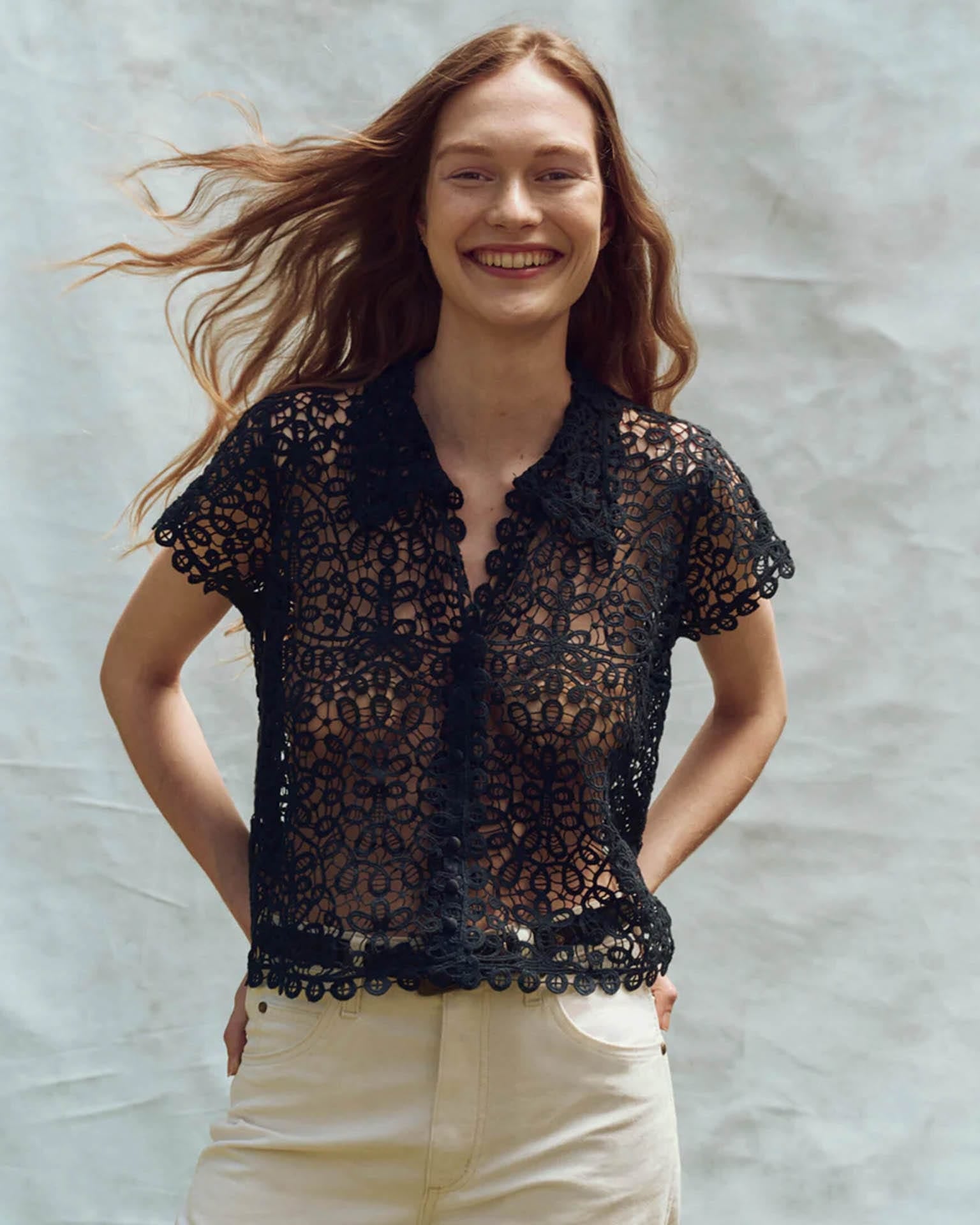 the Great The Lattice Top w/ Cami in Navy