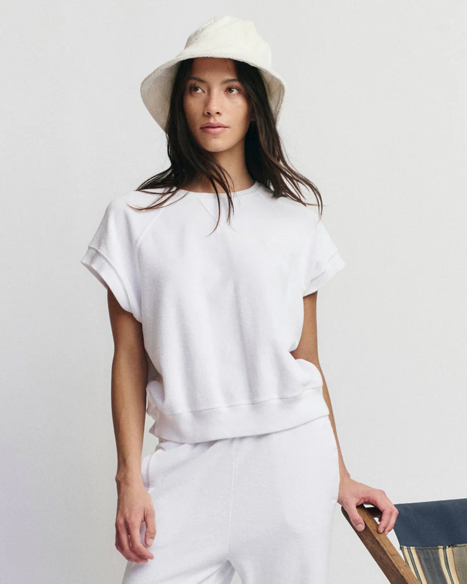 the Great The Micro Terry Wedge Sweatshirt in True White