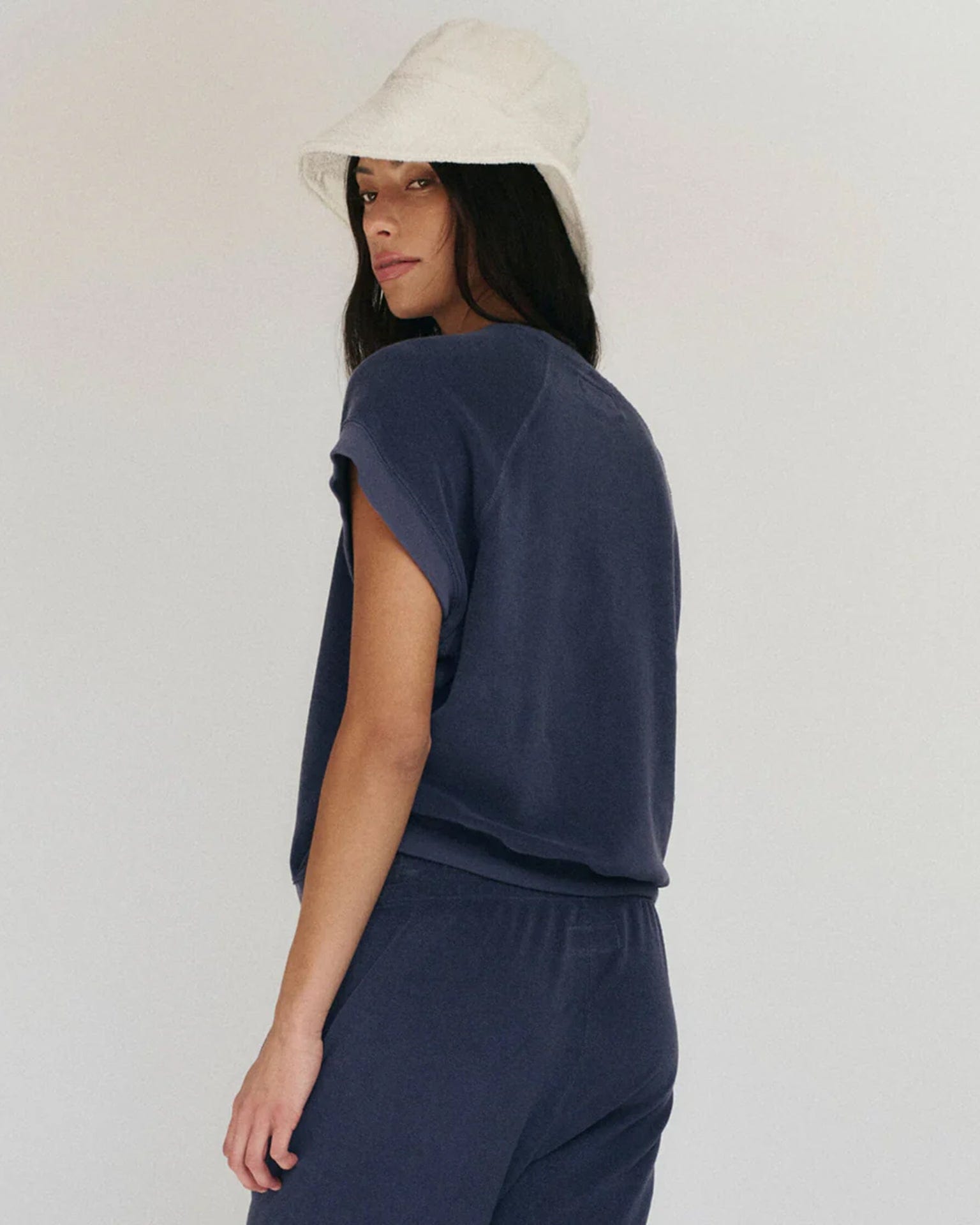 the Great The Micro Terry Wedge Sweatshirt in Vintage Blue