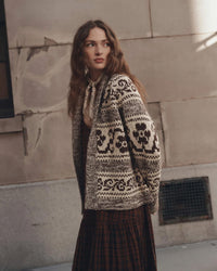 the Great The Nordic Flower Lodge Cardigan in Marled Chestnut 3 - Bliss Boutiques
