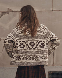the Great The Nordic Flower Lodge Cardigan in Marled Chestnut 5 - Bliss Boutiques