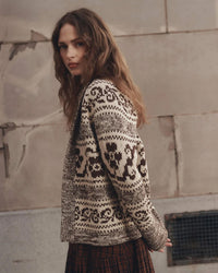the Great The Nordic Flower Lodge Cardigan in Marled Chestnut 4 - Bliss Boutiques