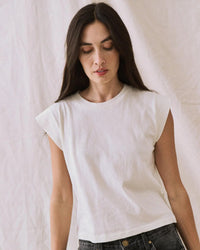 the Great The Peak Shoulder Tee in Washed White