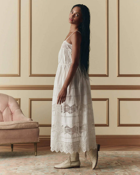 the Great The Rosette Crochet Dress in Cream - Bliss Boutiques