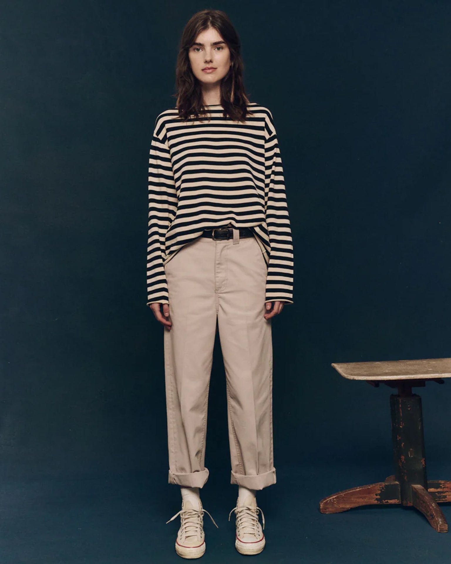 the Great The Sailor Sweater in Black Stripe