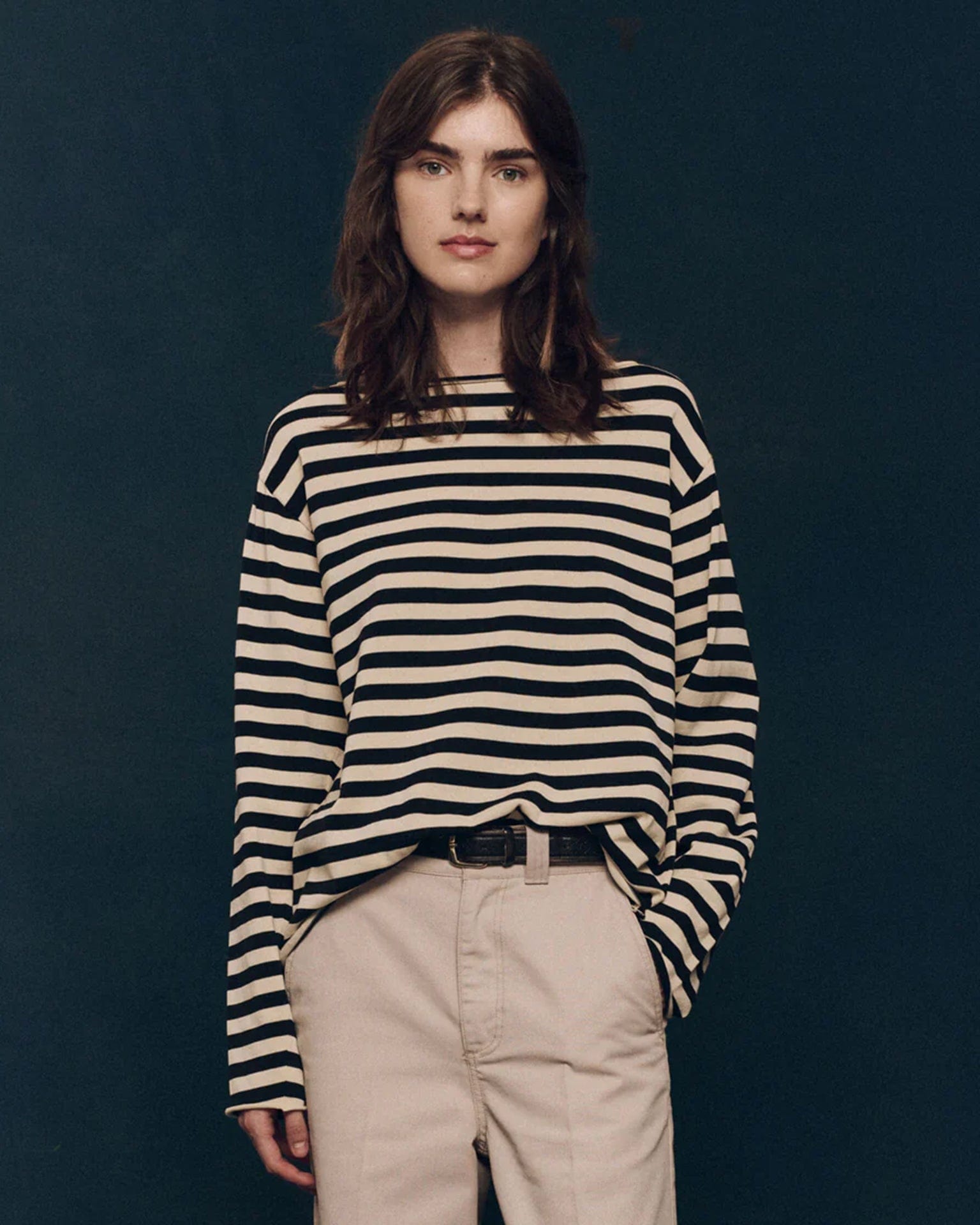 the Great The Sailor Sweater in Black Stripe