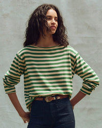 the Great The Sailor Sweater in Dill Stripe