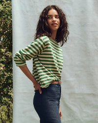 the Great The Sailor Sweater in Dill Stripe