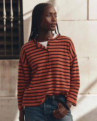 the Great The Shrunken Henley in Hot Red Naval Stripe 1 - Bliss Boutiques