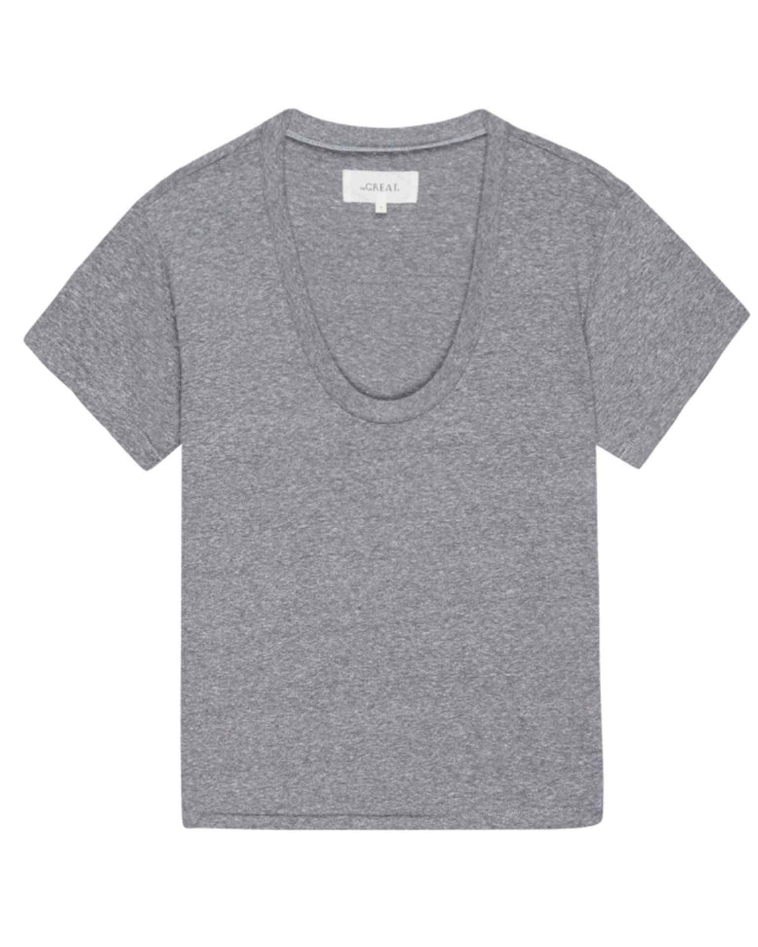 the Great Clothing The Slim U Neck Tee in Heather Grey
