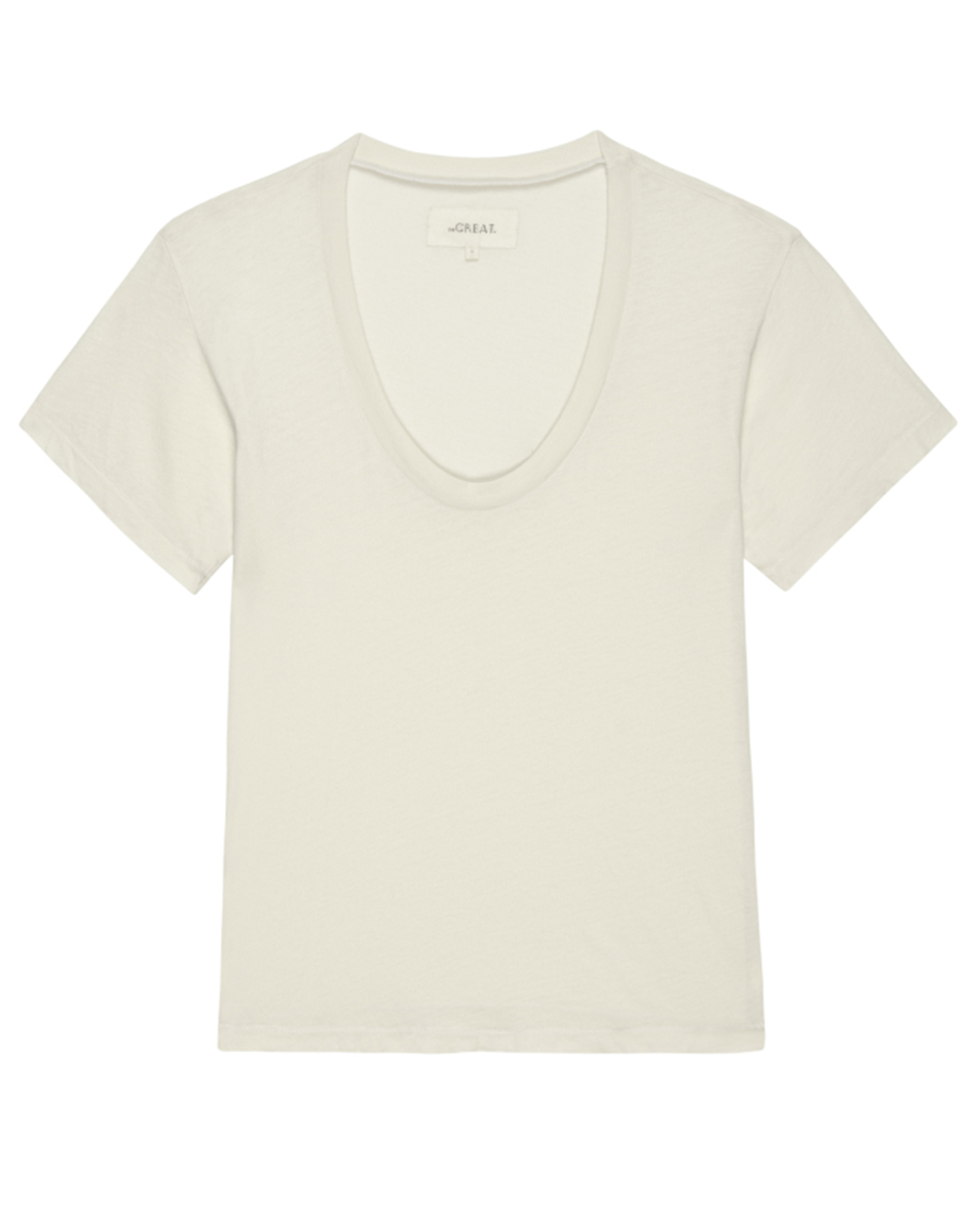 the Great Clothing The Slim U Neck Tee in Washed White