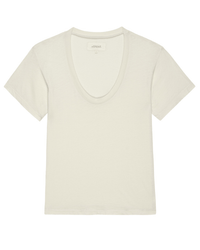 the Great Clothing The Slim U Neck Tee in Washed White