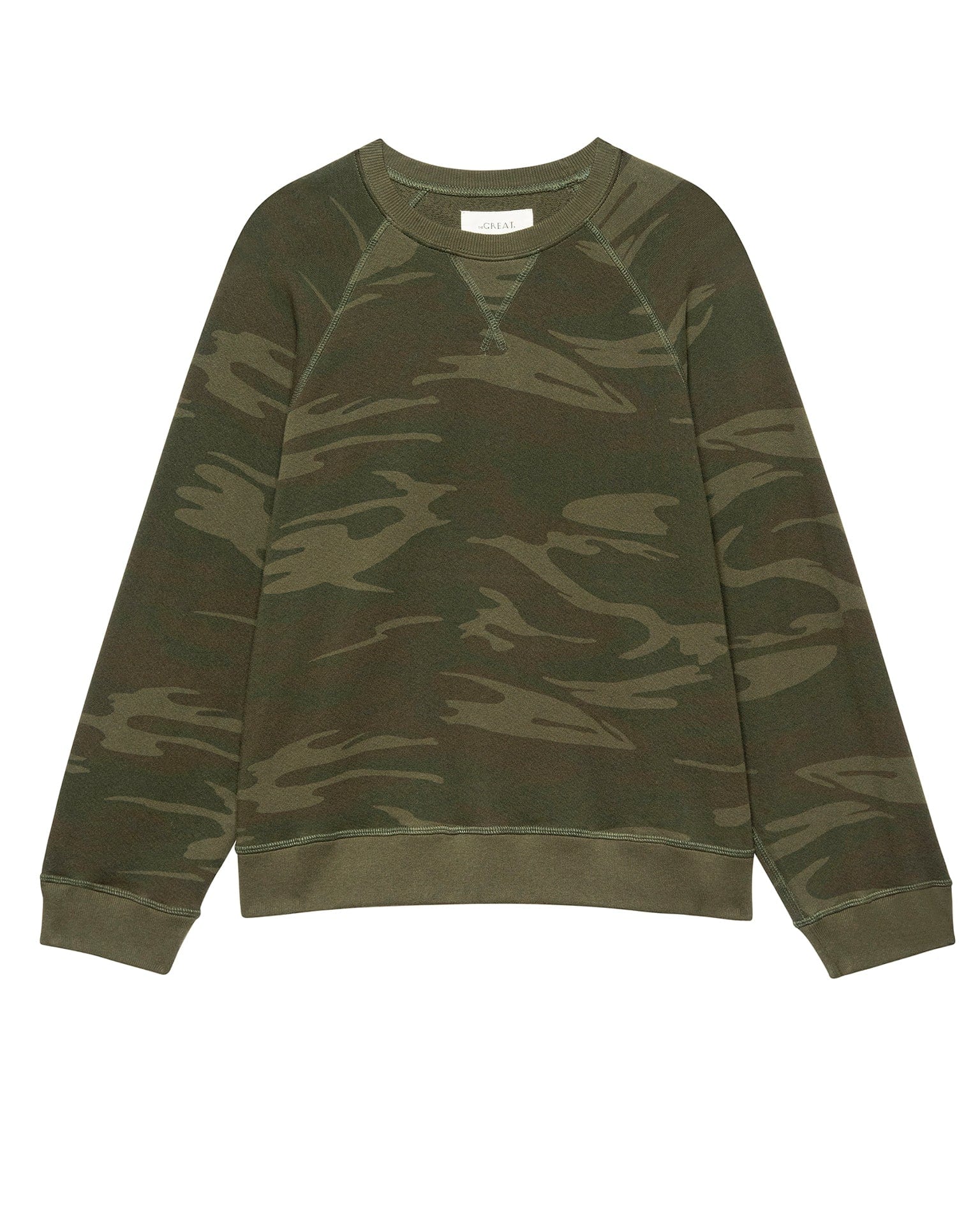 the Great The Slouch Sweatshirt in Forest Camo