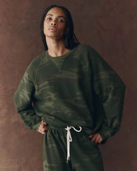 the Great The Slouch Sweatshirt in Forest Camo