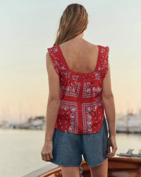 the Great The Victorian Pleat Tank in Red Sailboat Bandana 4 - Bliss Boutiques